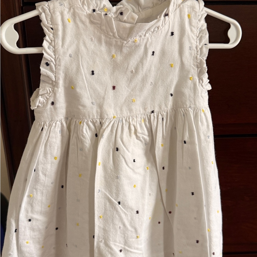 White Sleeveless Dress with Colorful Dots